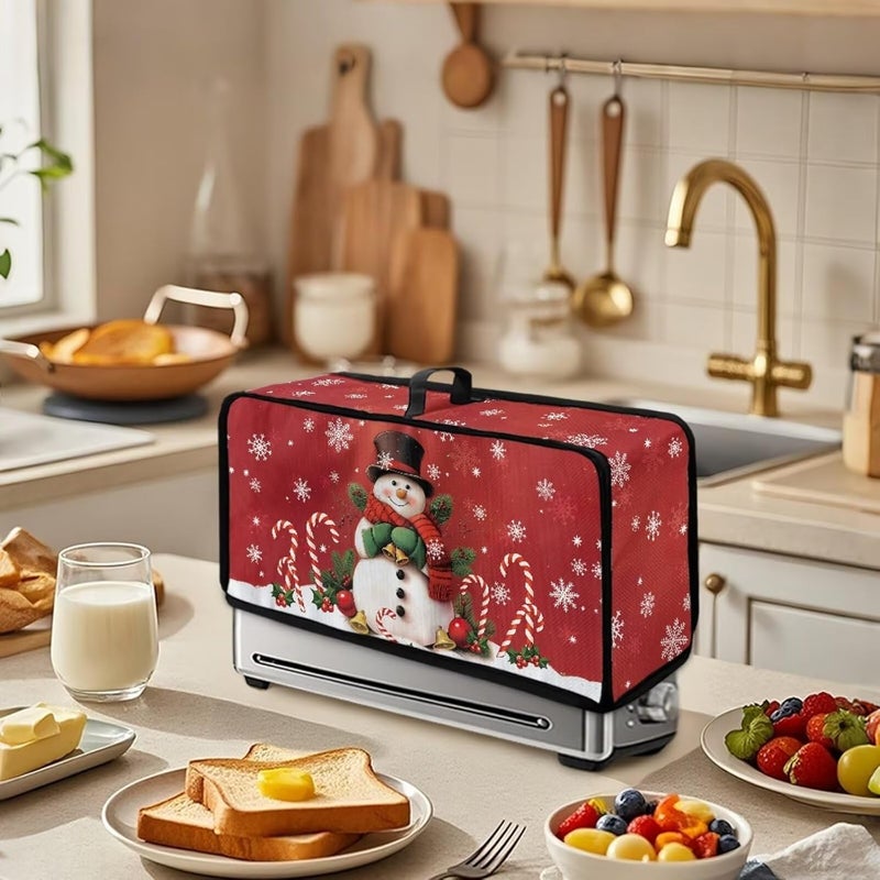 ZDCUSTOM Waterproof Toaster Covers with Handle Candy Snowman Foldable Protector Compatible with 2 Slice Long Slot Toasters Machine-Washable Bread Machine Cover for Compact Kitchen Decor - Image 3