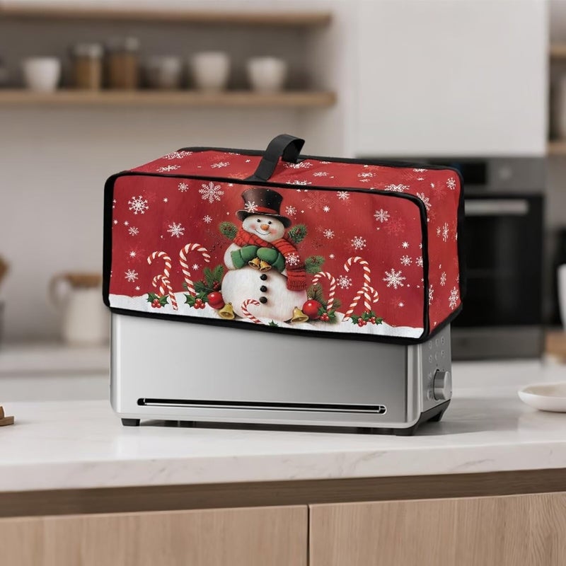 ZDCUSTOM Waterproof Toaster Covers with Handle Candy Snowman Foldable Protector Compatible with 2 Slice Long Slot Toasters Machine-Washable Bread Machine Cover for Compact Kitchen Decor - Image 2
