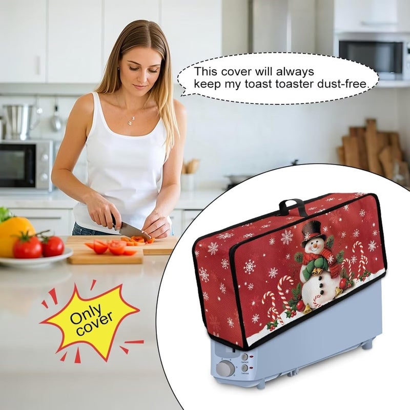 ZDCUSTOM Waterproof Toaster Covers with Handle Candy Snowman Foldable Protector Compatible with 2 Slice Long Slot Toasters Machine-Washable Bread Machine Cover for Compact Kitchen Decor - Image 4
