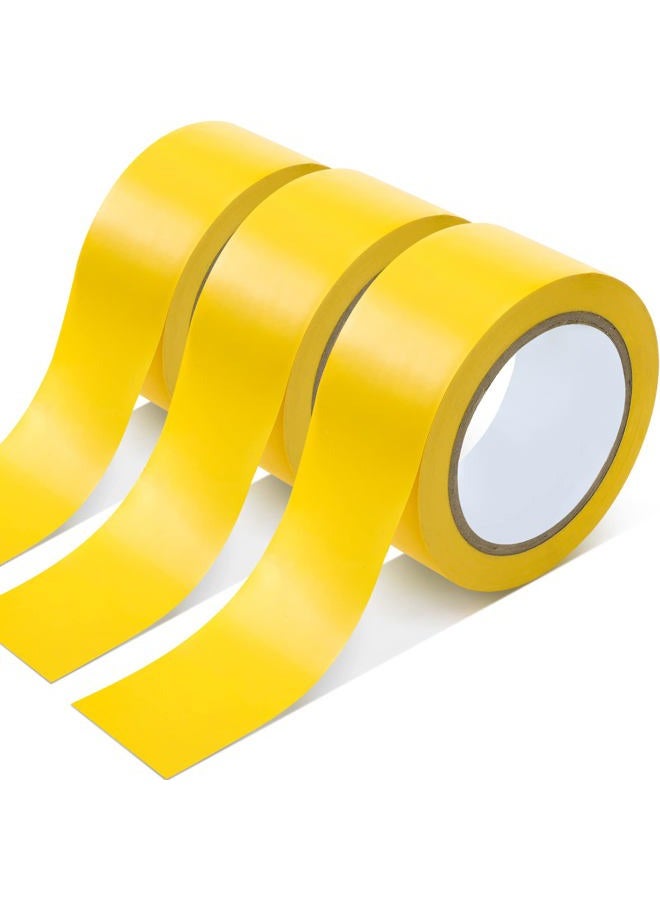 Outus 3 Rolls Floor Marking Tape Yellow Durable Non Abrasive Tape 2" Width 100' Length Tough Floor Tape for Social Distancing, Gyms, Athletics, School, Restaurants, Equipment, Heavy Foot Traffic - Image 1