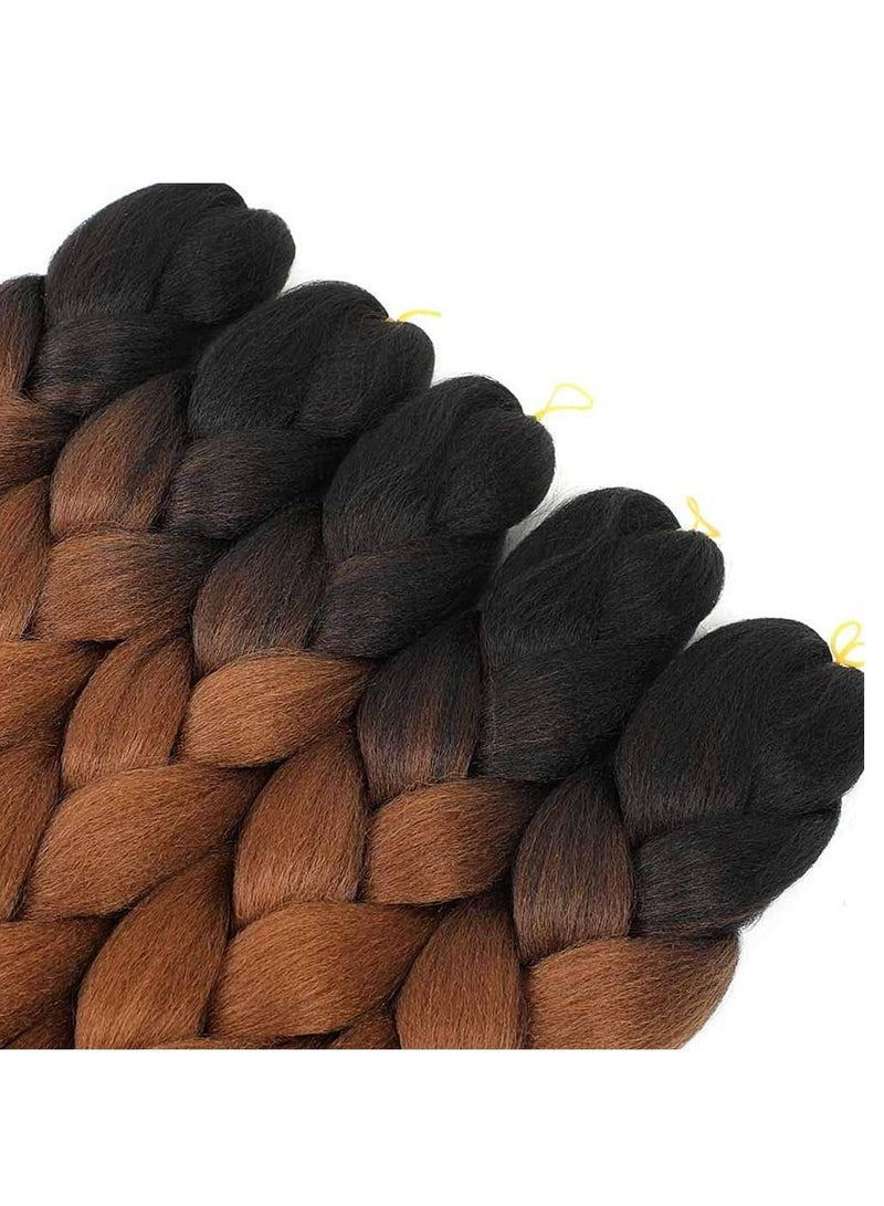 إستيل جدائل شعر أومبير جامبو جدائل شعر صناعية 5 عبوات وصلات شعر لتضفير الكروشيه الملتوي (أسود وبني داكن) - Image 3