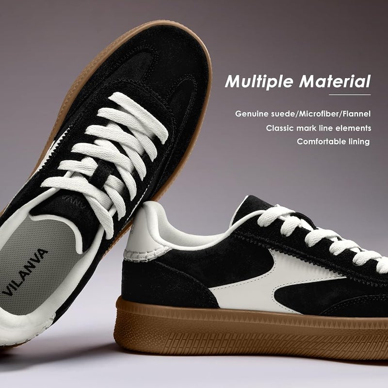 Vilanva Women Classic Retro Gum Sole Fashion Sneakers Casual Tennis Skate Shoe Genuine Suede Walking Trendy Footwear - Image 4