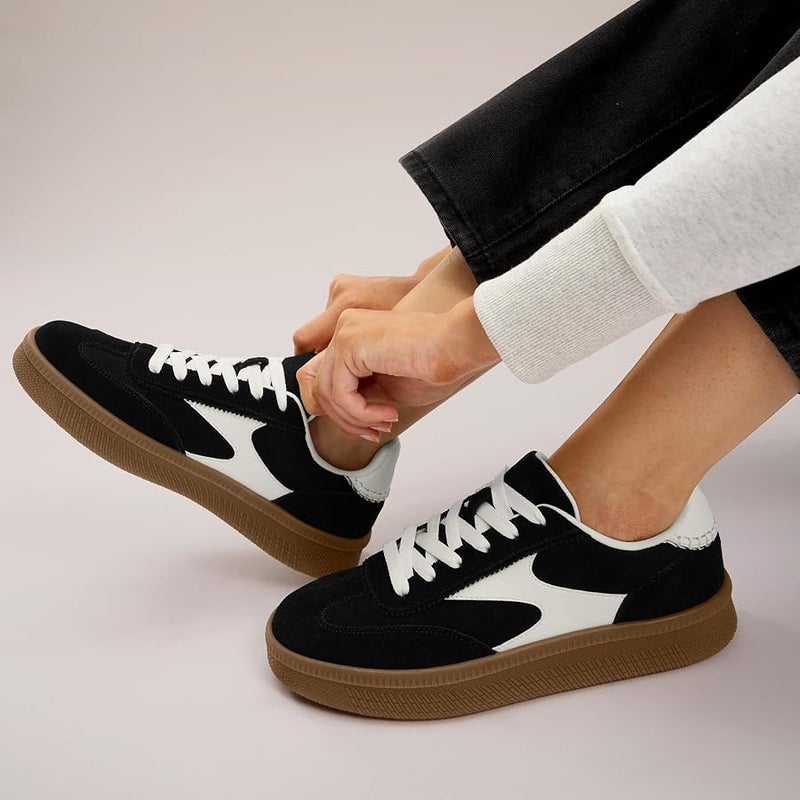 Vilanva Women Classic Retro Gum Sole Fashion Sneakers Casual Tennis Skate Shoe Genuine Suede Walking Trendy Footwear - Image 2