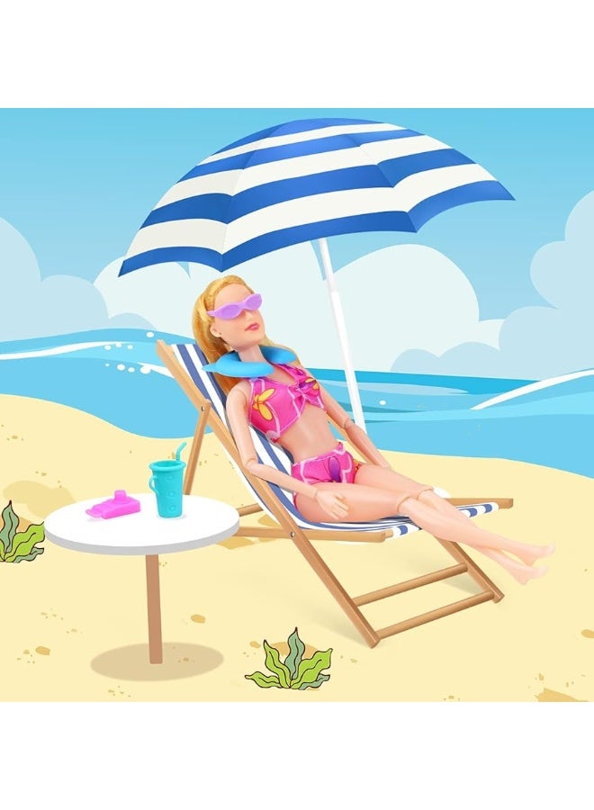 Ecore Fun 35 PCS Doll Clothes Swimwear Beach Bathing Kit Including 10 Bikini Swimsuit 2 Swimming Ring 4 Fashion Glasses 10 Pairs Shoes 1 Surf Skateboard 8 Doll Accessories for 11.5 Inch Doll - Image 2