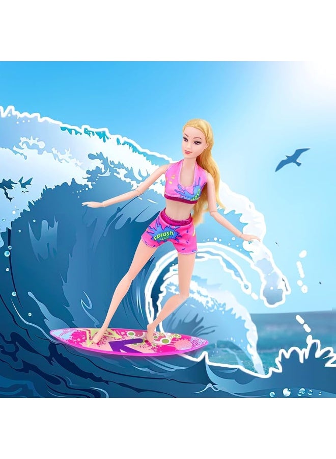 Ecore Fun 35 PCS Doll Clothes Swimwear Beach Bathing Kit Including 10 Bikini Swimsuit 2 Swimming Ring 4 Fashion Glasses 10 Pairs Shoes 1 Surf Skateboard 8 Doll Accessories for 11.5 Inch Doll - Image 3