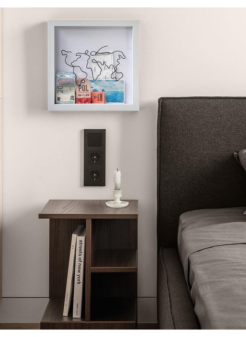 Travel Box for Memories, Adventure Archive Box, Small Shadow Box Frame, Travel Shadow Box with Slot Map, Travel Ticket Memory Box, World Map and Plane Design for Every Souveni, 8 in - Image 5