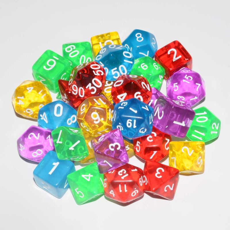 Anduin Wind DND Dice 5×7 Sets, 35Pieces Transparent Rainbow Polyhedral DND Dice for RPG MTG Table Game Dice - Image 2