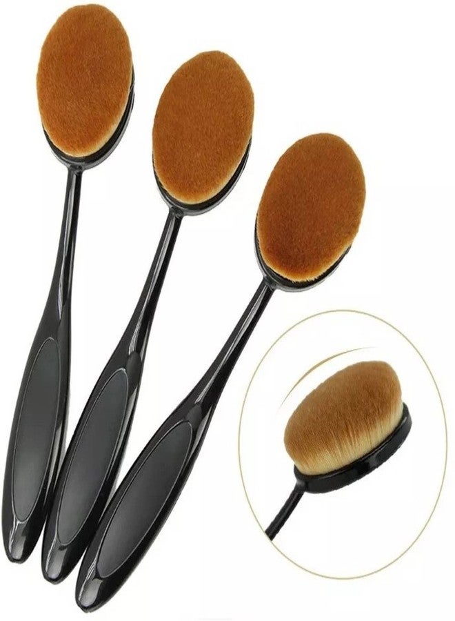 Ovking Oval Makeup Brush Professional Oval Foundation Contour Concealer Eyeliner Blending Cosmetic Brushes Tool (Pack of 3) - Image 1