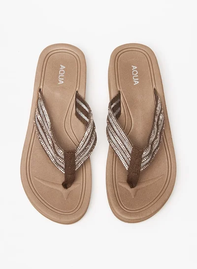 أكوا Women's Embellished Thong Slippers