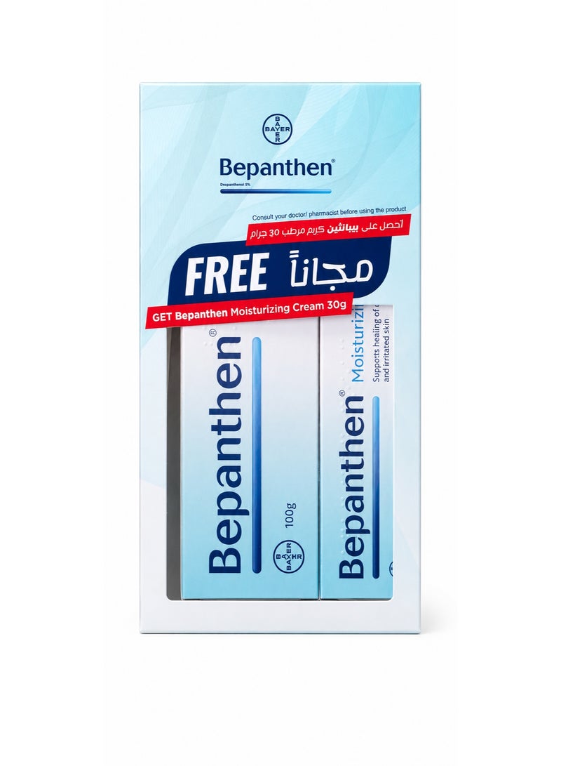 Bepanthen Cream 100g + Bepanthen Moisturizing Cream 30G FREE Combo Pack