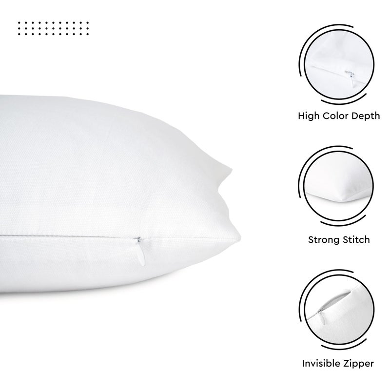 Encasa XO Christmas Throw Pillow Covers 20x20 in Set of 2 White | No Inserts | Cotton Pillow Covers for Living Room, Bed, Sofa, Couch | Decorative Cushion Covers with Improved Zippers - Image 4