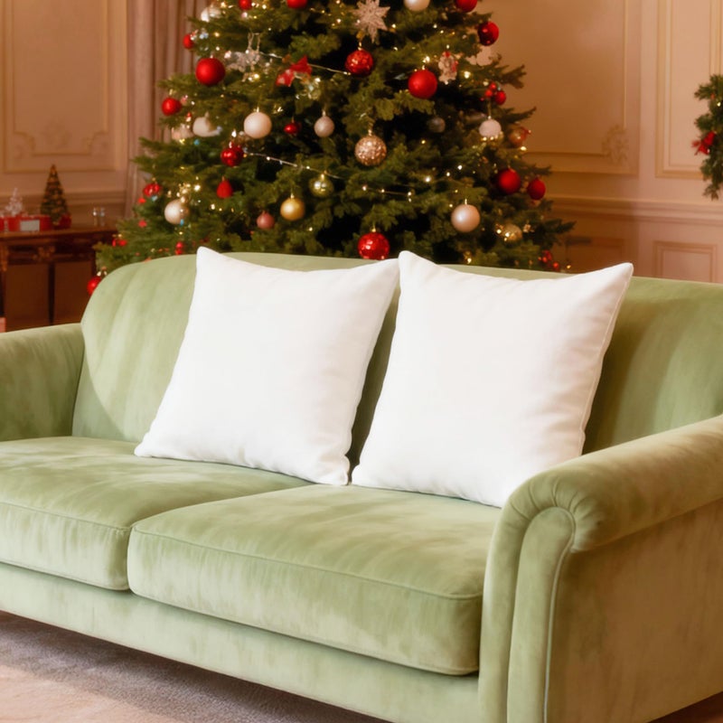 Encasa XO Christmas Throw Pillow Covers 20x20 in Set of 2 White | No Inserts | Cotton Pillow Covers for Living Room, Bed, Sofa, Couch | Decorative Cushion Covers with Improved Zippers - Image 1