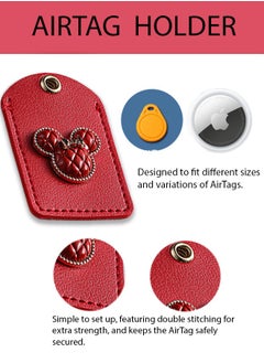 KeyAmor Elegant metal and quilted leather keychain car key holder for adults.Includes a matching AirTag holder.  Stylish keychain with golden crystal-accented rings, perfect for women, featuring 3 key rings for added functionality. Made with elegant red leather, offers 360-degree rotation, and comes in a fancy gift box, making it a perfect gift choice.  - Image 4