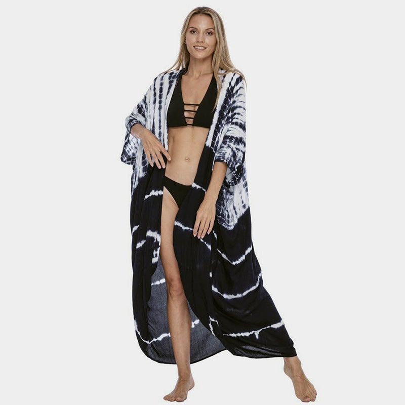 Women's Cotton Beach Cover-Up Open-Front Bikini Swimsuit Sun Protection Dress - Image 1