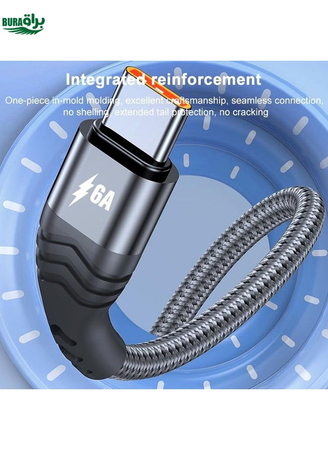 BURAQ ADC-005 6A USB to USB-C / Type-C Weave Fast Charging Data Cable, Length:2m(Black)  - Image 4
