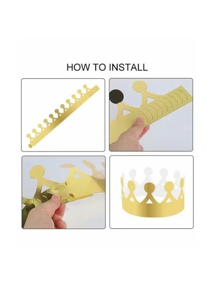 20 Pieces Gold, 4 Styles Adjustable Party Hats, Paper Crowns for Birthdays, Queens, Jubilee Decorations for Celebrations, Jubilee Parties - Image 3