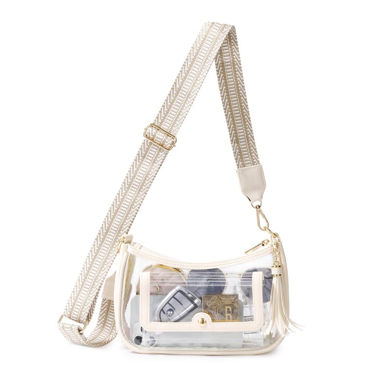 XYWstore Clear Bag for Stadium Events, Clear Purses for women stadium crossbody.Clear Crossbody Bag Stadium Approved(Milky White) - Image 1
