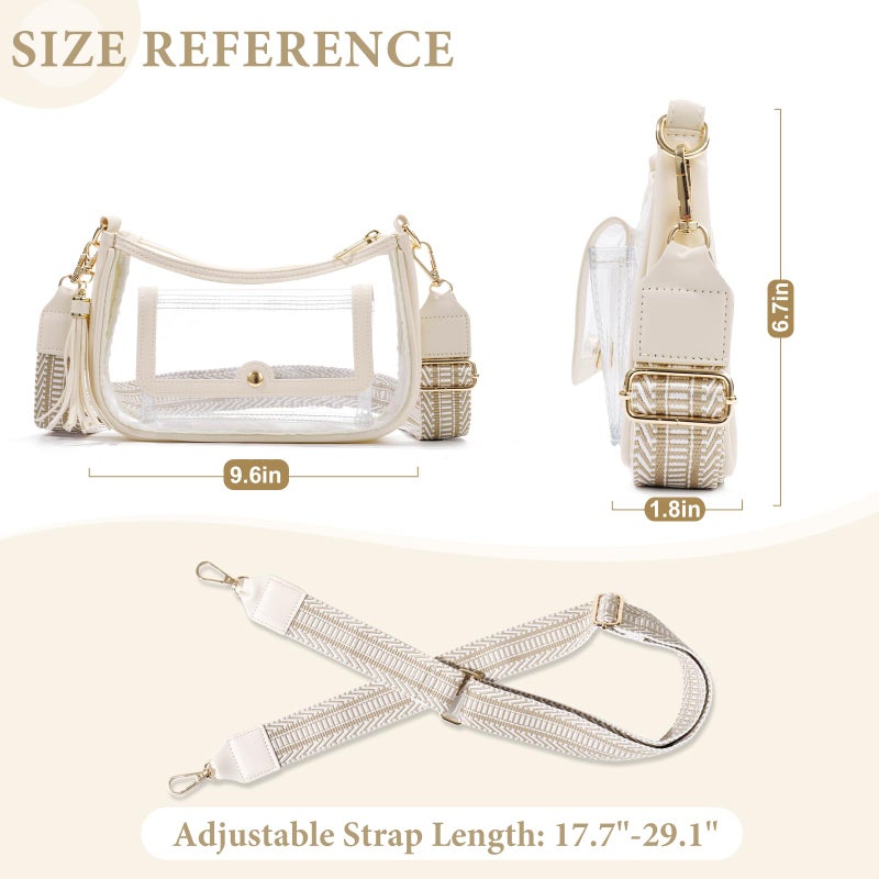 XYWstore Clear Bag for Stadium Events, Clear Purses for women stadium crossbody.Clear Crossbody Bag Stadium Approved(Milky White) - Image 4