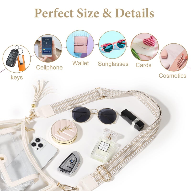 XYWstore Clear Bag for Stadium Events, Clear Purses for women stadium crossbody.Clear Crossbody Bag Stadium Approved(Milky White) - Image 5