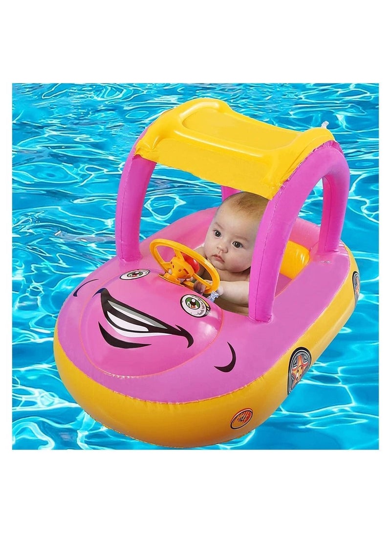 Y&D Baby Pool Float with UPF 50+ Canopy, Car Shaped Inflatable Swim Sunshade Safty Seat, Swimming Summer Beach Outdoor Play for Age of 6-36 Months - Image 2