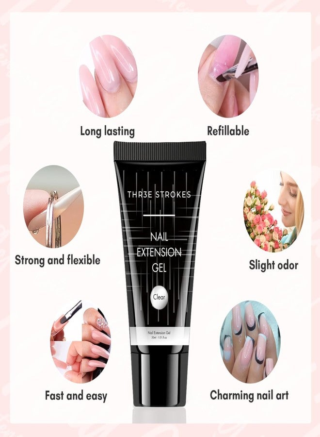 THR3E STROKES Poly Nail Gel Extension Kit for Builder Gel, UV Nail Art Kit, Nail Extension Set, Glue-Free Manicure and Pedicure Set (WFF)(PINK,WHITE,CLEAR) - Image 5