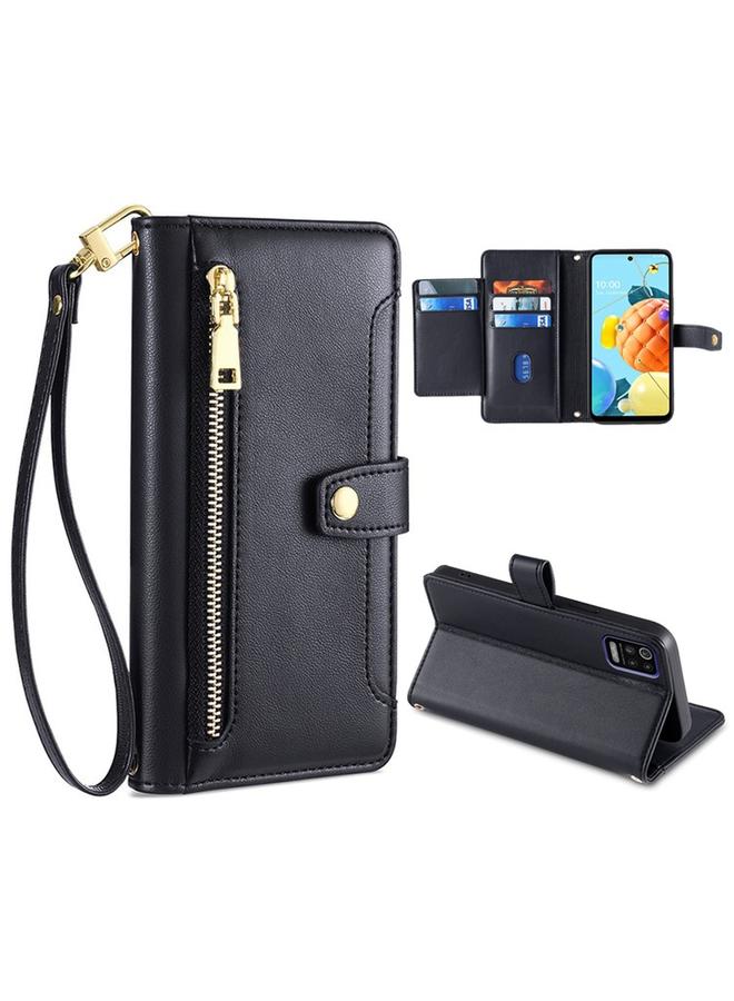 S-TOP Case For LG K52 Sheep Texture Cross-body Zipper Wallet Leather Phone Case - Image 1