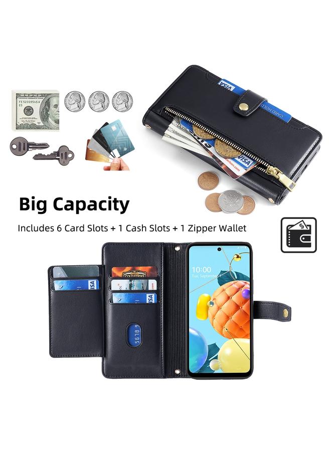 S-TOP Case For LG K52 Sheep Texture Cross-body Zipper Wallet Leather Phone Case - Image 3