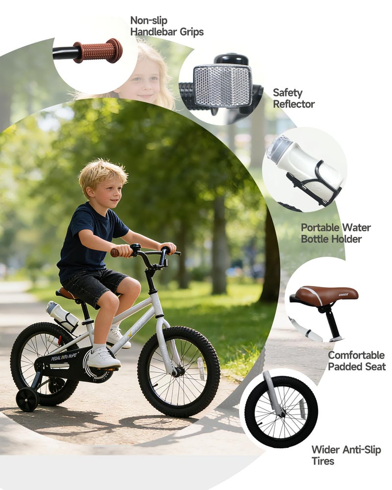 WinHope Kids Bike for Ages 2-9 Boys Girls, 12-18 Inch Beginner Learning Bicycle with Training Wheels, Adjustable Seat and Water Bottle for Children Toddlers, Easy to Ride, Multiple Colors - Image 4