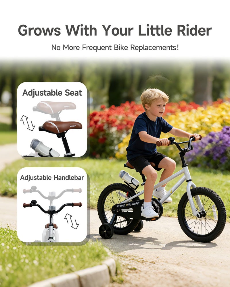 WinHope Kids Bike for Ages 2-9 Boys Girls, 12-18 Inch Beginner Learning Bicycle with Training Wheels, Adjustable Seat and Water Bottle for Children Toddlers, Easy to Ride, Multiple Colors - Image 3
