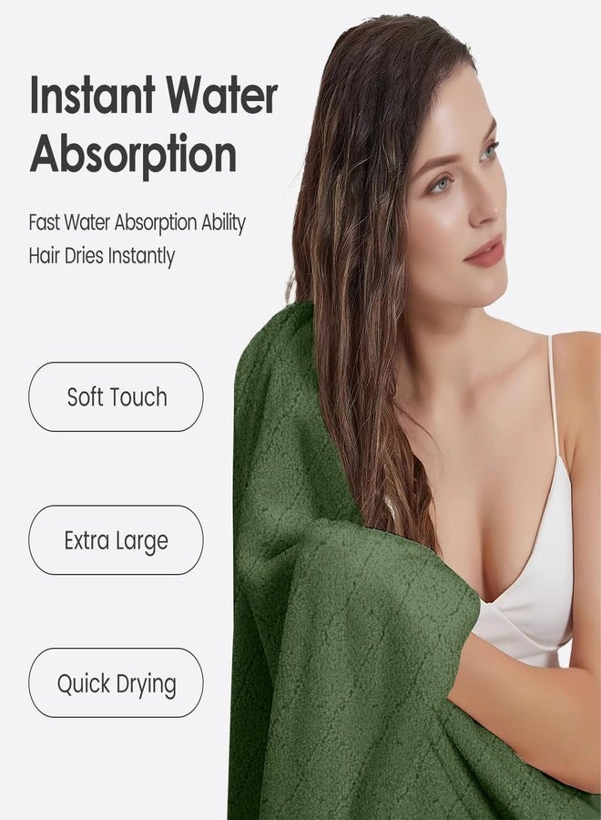 JML Microfiber Bath Towels Set of 2, Oversized, Ultra Soft, Super Absorbent, Fast Drying, No Fading Large Bathroom Towel for Yoga, Sauna, Travel, Fitness (Coral Fleece - Olive-Green, 30 in x 60 in) - Image 5