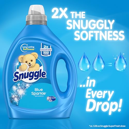 Snuggle Blue Sparkle Liquid Fabric Softener, 2X Concentrated, 200 Loads, 80 Fl Oz - Image 3