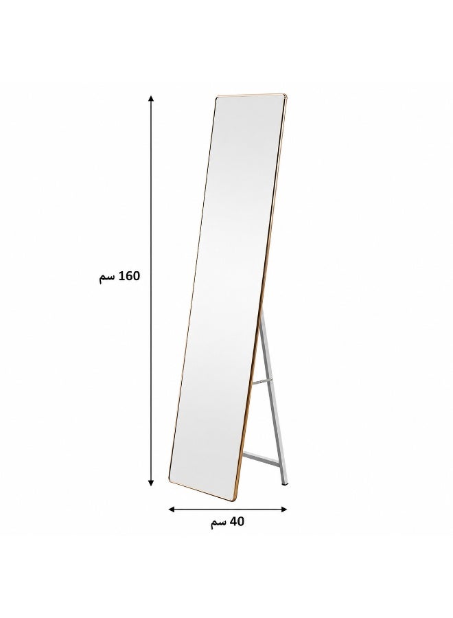 alsaada home Full-Length Free Standing Floor Mirror with Wheels & Metal Frame, 160x40 cm - Gold - Image 3