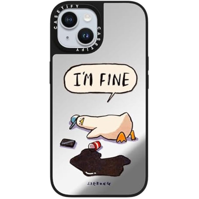 Casetify Mirror iPhone 15 Case 【Reflective / 4.9ft Drop Protection/Compatible with Magsafe】 - I'm fine - Silver on Black - Image 4