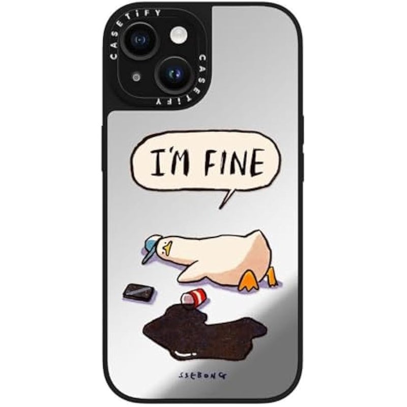 Casetify Mirror iPhone 15 Case 【Reflective / 4.9ft Drop Protection/Compatible with Magsafe】 - I'm fine - Silver on Black - Image 5
