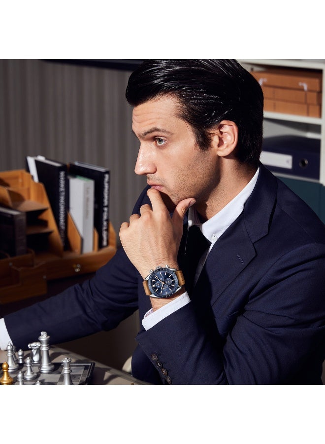 بينيار بواسطة بينيار ساعة للرجال التناظرية الكوارتز كرونوغراف للماء مصمم مضيئ للرجال ساعات المعصم الأعمال الرياضة العادية اللباس ساعة مع حزام السيليكون هدايا أنيقة للرجال - Image 3