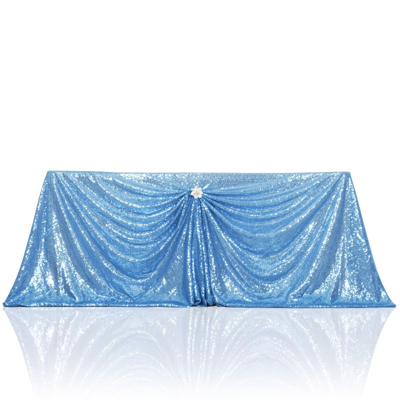 PartyDelight Sequin Tablecloth Baby Blue 90x132 Table Cloth for Wedding Dinning Table Rectangular