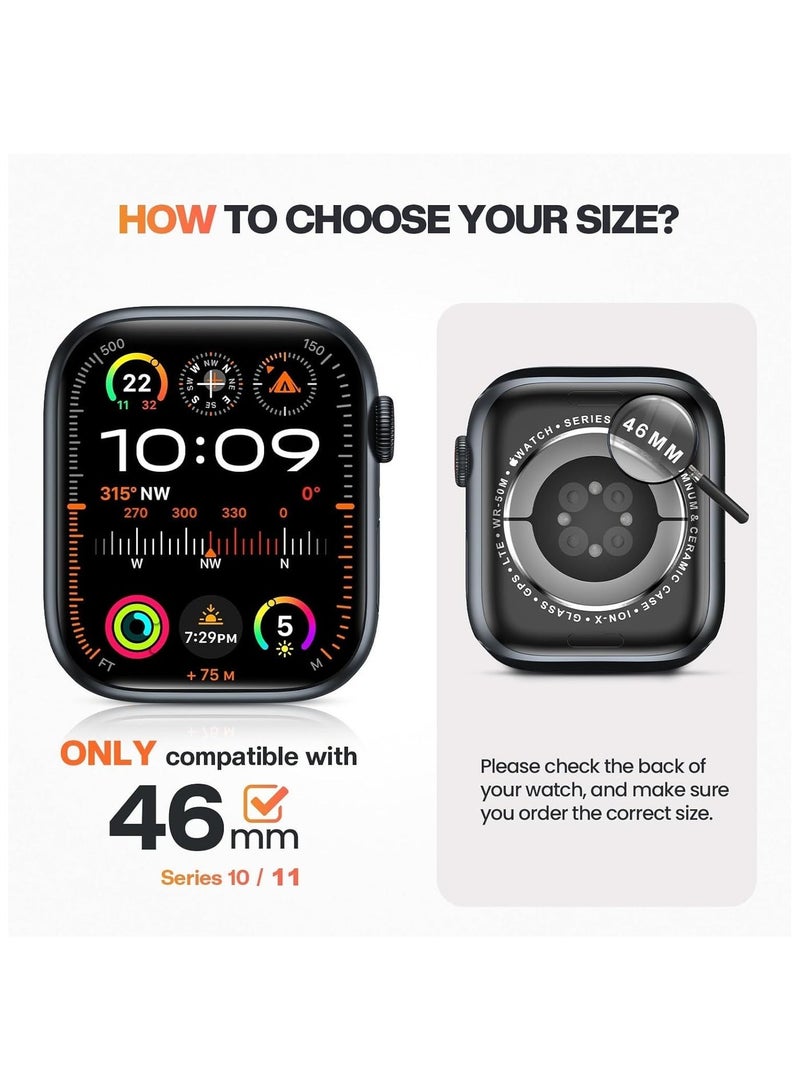 حافظة مقاومة للماء متوافقة مع ساعة ابل سيريز 11/10 46 ملم مع واقي شاشة من الزجاج المقوى، غطاء حماية كامل التغطية 360 درجة لساعة ابل اي ووتش 46 ملم، تيتانيوم - Image 2