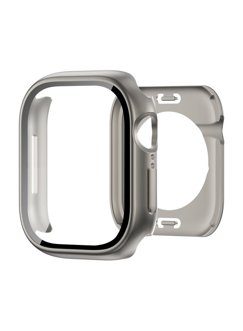 حافظة مقاومة للماء متوافقة مع ساعة ابل سيريز 11/10 46 ملم مع واقي شاشة من الزجاج المقوى، غطاء حماية كامل التغطية 360 درجة لساعة ابل اي ووتش 46 ملم، تيتانيوم - Image 1