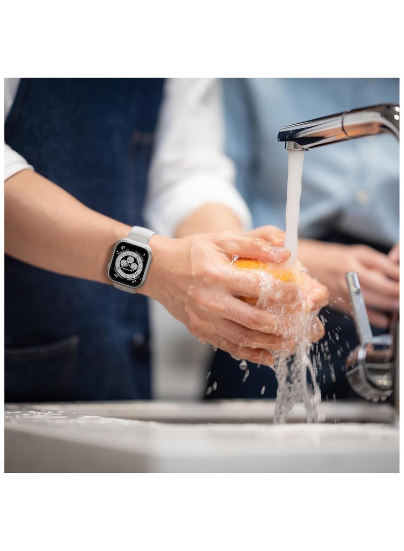 حافظة مقاومة للماء متوافقة مع ساعة ابل سيريز 11/10 46 ملم مع واقي شاشة من الزجاج المقوى، غطاء حماية كامل التغطية 360 درجة لساعة ابل اي ووتش 46 ملم، تيتانيوم - Image 3