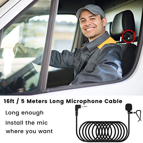 weishan 3.5mm Car Microphone 16ft External Assembly Mic Replacement for Boss JVC Sony Pioneer Vehicle Head Unit Enabled Stereo Radio CD GPS DVD with 2.5mm Adapter - Image 2