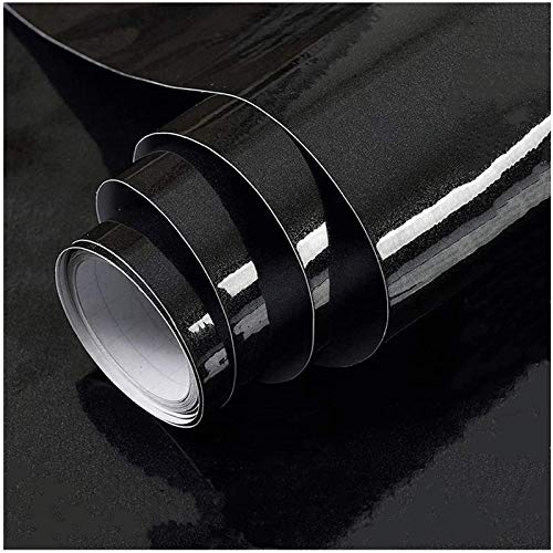 WALLTON - Black Gloss Peel and Stick Self-Adhesive Removable Thicken Waterproof for Kitchen Countertop Cabinet Wardrobe - 16''x''48 Inches - Image 1