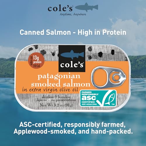 COLE'S COLES SEAFOOD  Hand Packed Smoked Salmon in Extra Virgin Olive Oil Preservative Free Seafood Canned Fish High in Protein 32 oz Can  Pack of 10 - Image 5