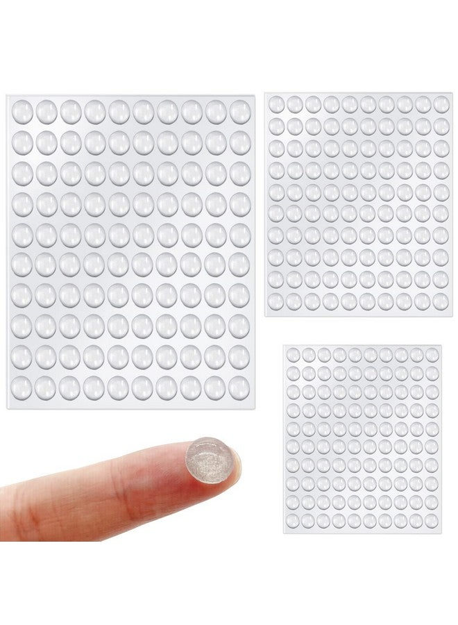 ACKLLR 300 Pcs Combo Pack Clear Adhesive Bumper Pads, 3 Sizes Round Self Adhesive Sound Dampening Transparent Rubber Feet Pads for Cabinet Doors Drawers Glass Tops Picture Frames Cutting Boards  - Image 1