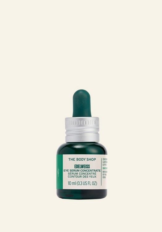 THE BODY SHOP Edelweiss Eye Concentrate – Lightweight Anti-Aging Eye Serum with Hyaluronic Acid & Rice Peptides, Reduces Fine Lines, Hydrates & Brightens for All Skin Types, 10ml - Image 1