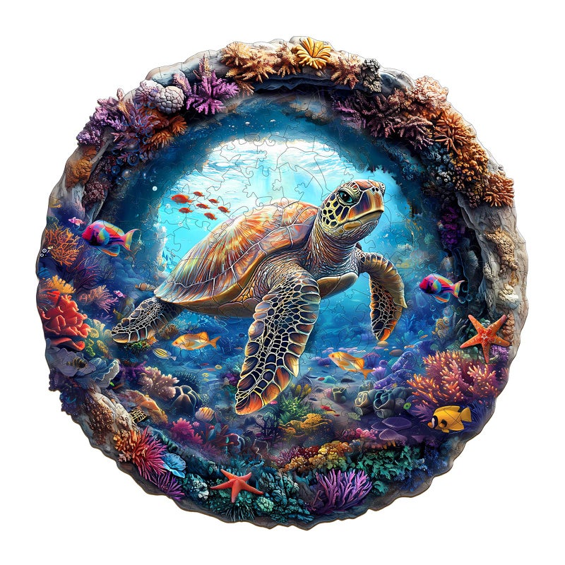 Purdicra Wooden Puzzles for Adults 3D Vision Turtle Wooden Jigsaw Puzzles with Unique Shape Adult Jigsaw Puzzle Birthday Gifts for Adults 134x134295pcs - Image 3