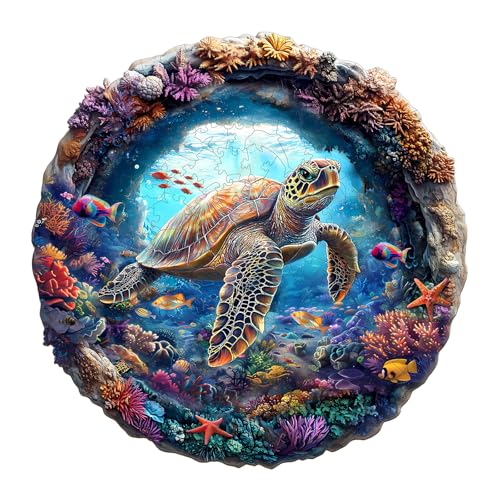 Purdicra Wooden Puzzles for Adults 3D Vision Turtle Wooden Jigsaw Puzzles with Unique Shape Adult Jigsaw Puzzle Birthday Gifts for Adults 134x134295pcs - Image 1