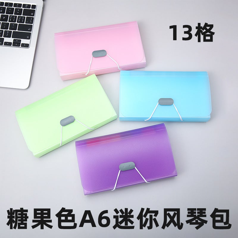 Candy-Colored A6 Mini 13-Grid Accordion Folder Multi-Layer File Folder Receipt Holder Document Organizer Accordion Folder - Image 2
