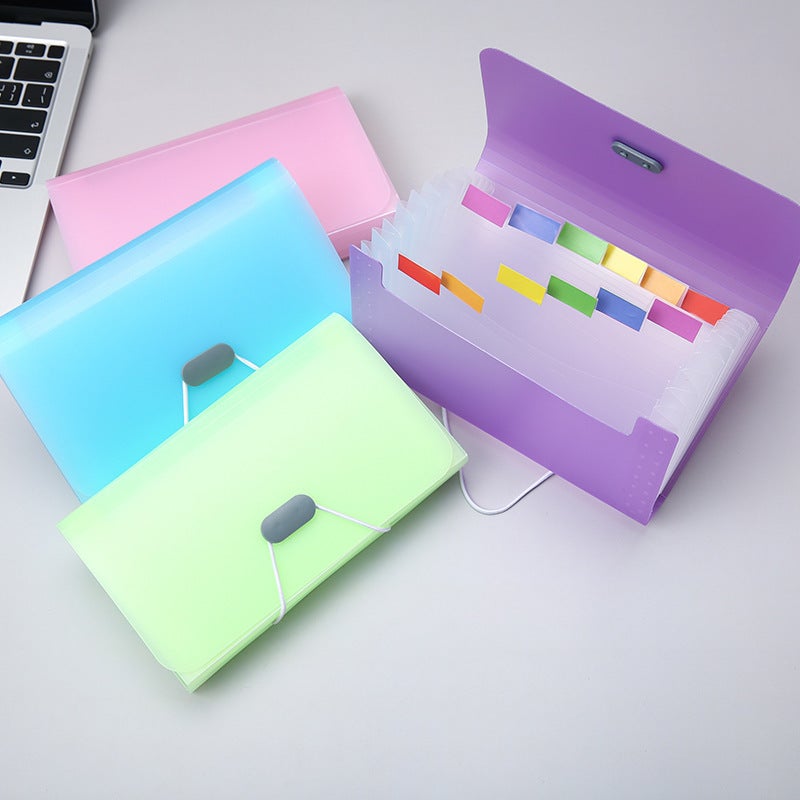 Candy-Colored A6 Mini 13-Grid Accordion Folder Multi-Layer File Folder Receipt Holder Document Organizer Accordion Folder - Image 3