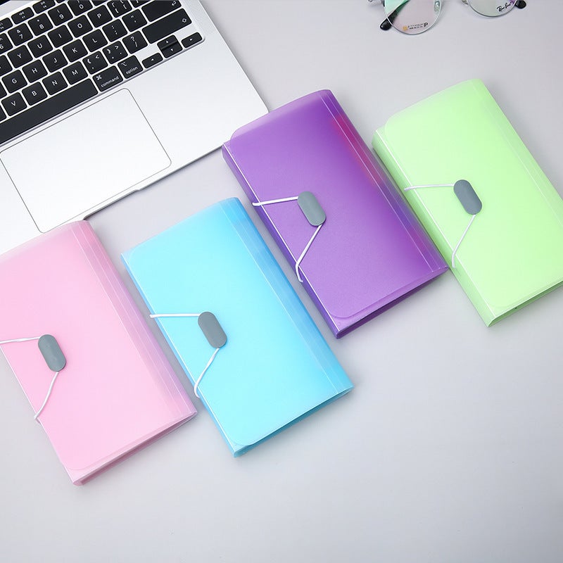 Candy-Colored A6 Mini 13-Grid Accordion Folder Multi-Layer File Folder Receipt Holder Document Organizer Accordion Folder - Image 4