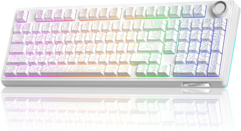 SOLAKAKA KI99 Pro 96% Wireless Mechanical Keyboard, RGB Gaming Keyboard, Hot-Swappable Pre-Lubed Switches, Gasket Structure Creamy Keyboards (Contour-Style White, Non-Silent Version) - Image 1